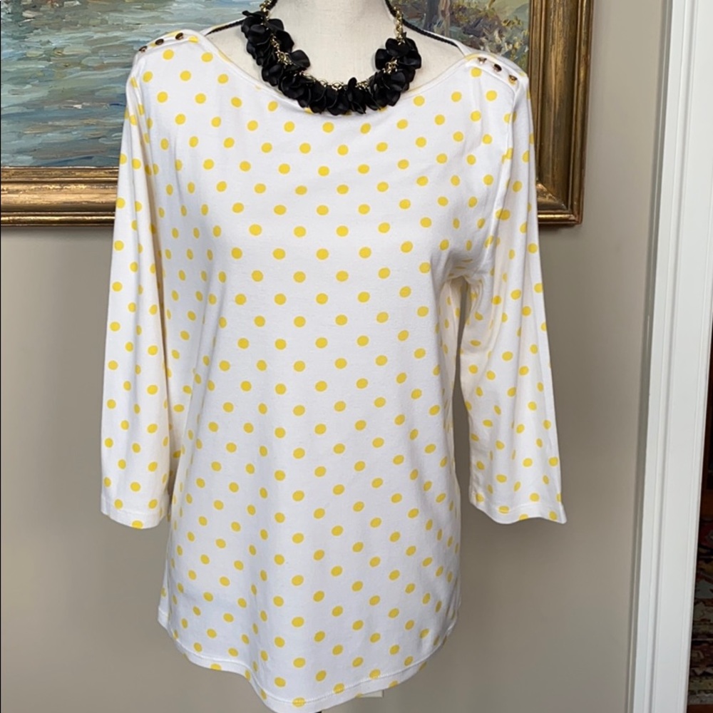 Ann Taylor yellow and off-white tee